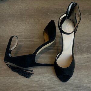 Black Tassel Heel Sandals